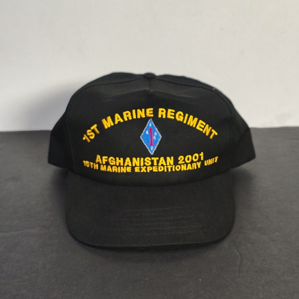 Military Matters Mens 1st Marine Regiment Hat Black Afghanistan 2001 Snapback